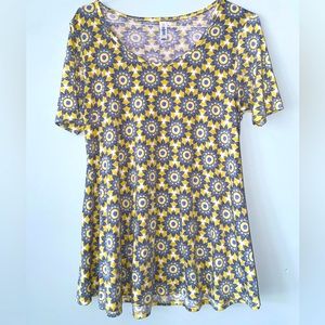 Lularoe Simply Comfortable Tee Long Tunic Size S Small Multi Colored Floral Crew